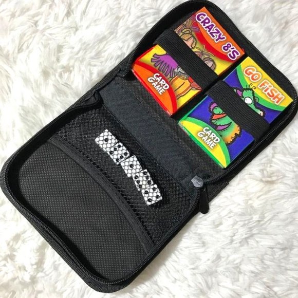 NWOT Crazy 8's, Go Fish, Dice & Zippered Travel Storage Case Set - Picture 1 of 11